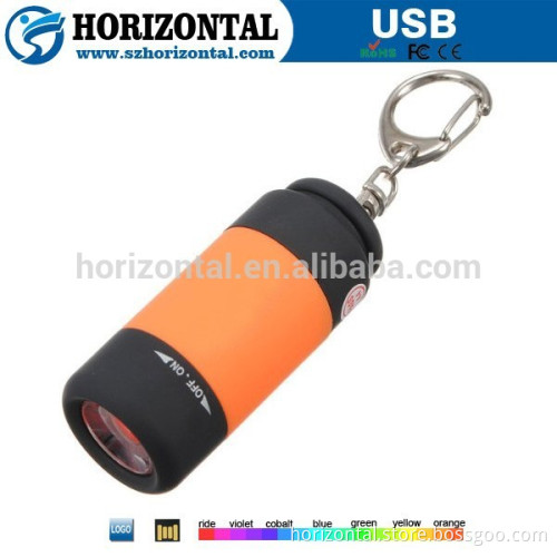 Factory Supply Promotional 1led mini usb Rechargeable Torch Light With Keychain